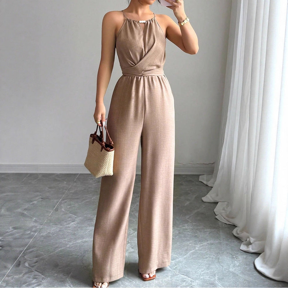 Damen bodenlanger Jumpsuit mit raffiniertem Wickeldesign und eleganter Bundnaht Echo Archiv