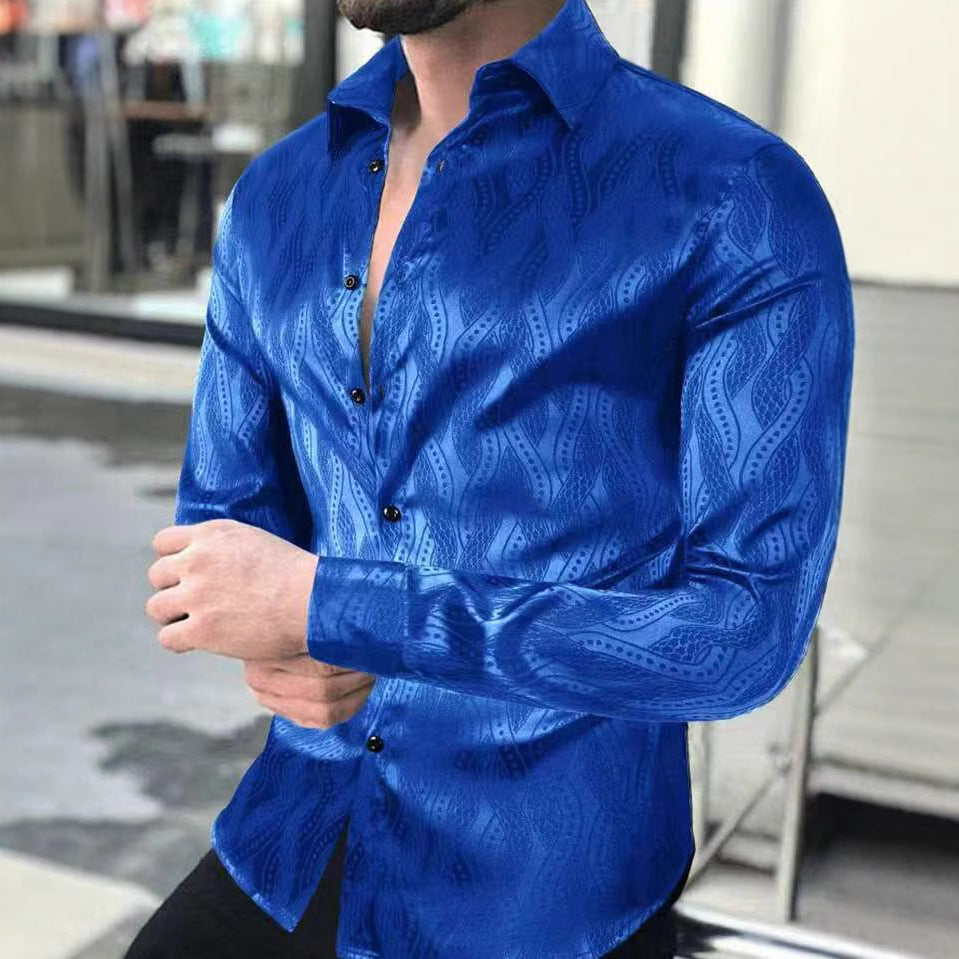 Herren Slim-Fit Hemd mit elegantem Wellenmuster Echoarchiv