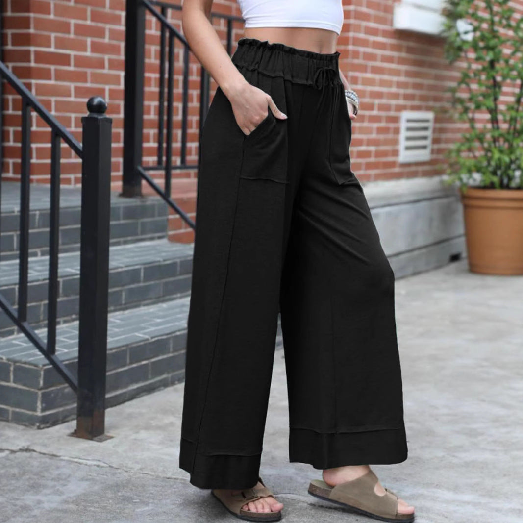 Damen Modische Palazzo-Hose mit elastischem Bund und praktischen Taschen Echo Archiv