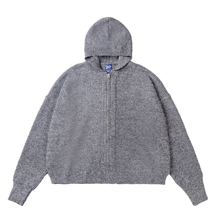 Unisex Strick-Kapuzenjacke mit Strukturmuster und durchgehendem Reißverschluss Echo Archiv