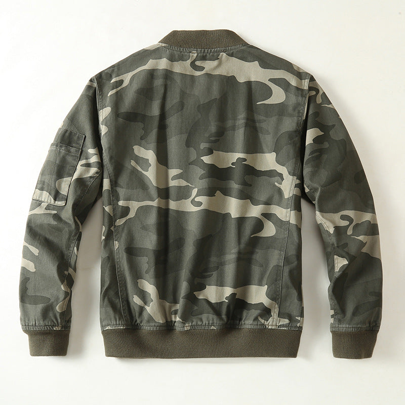 Herren Bomberjacke im Military-Camouflage mit Reißverschluss, Rippbündchen und Ärmeltasche Echoarchiv