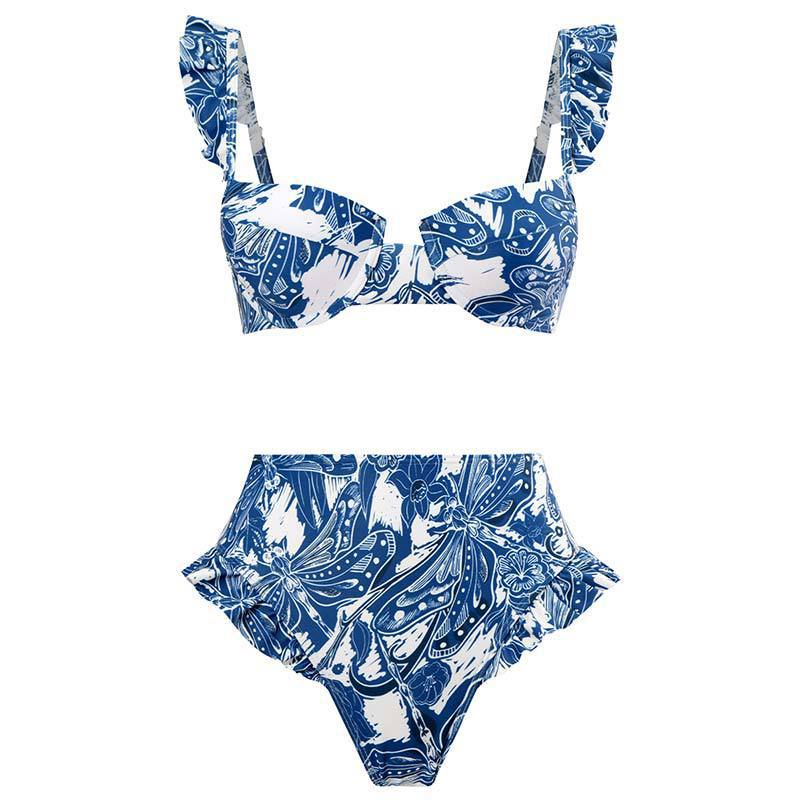 Damen Bikini-Set mit raffinierten Rüschen und elegantem Wickelrock Echo Archiv