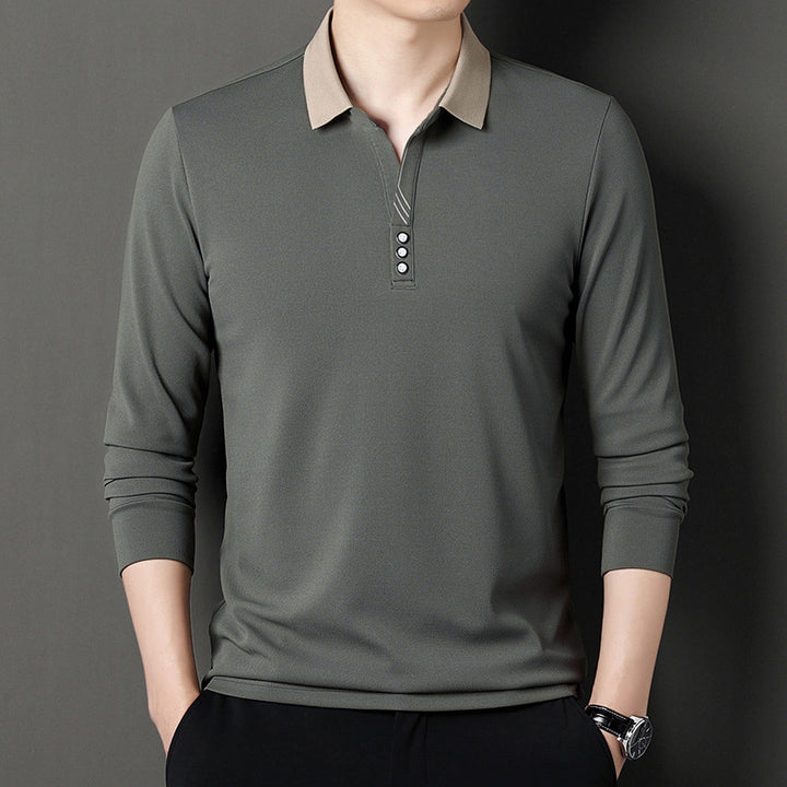 Herren Langarm Poloshirt mit modernen Akzenten und eleganter Knopfleiste Echoarchiv