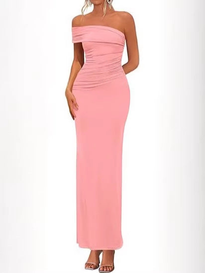 Damen Elegantes Maxi-Kleid mit schulterfreiem Design und raffinierten Drapierungen Echo Archiv