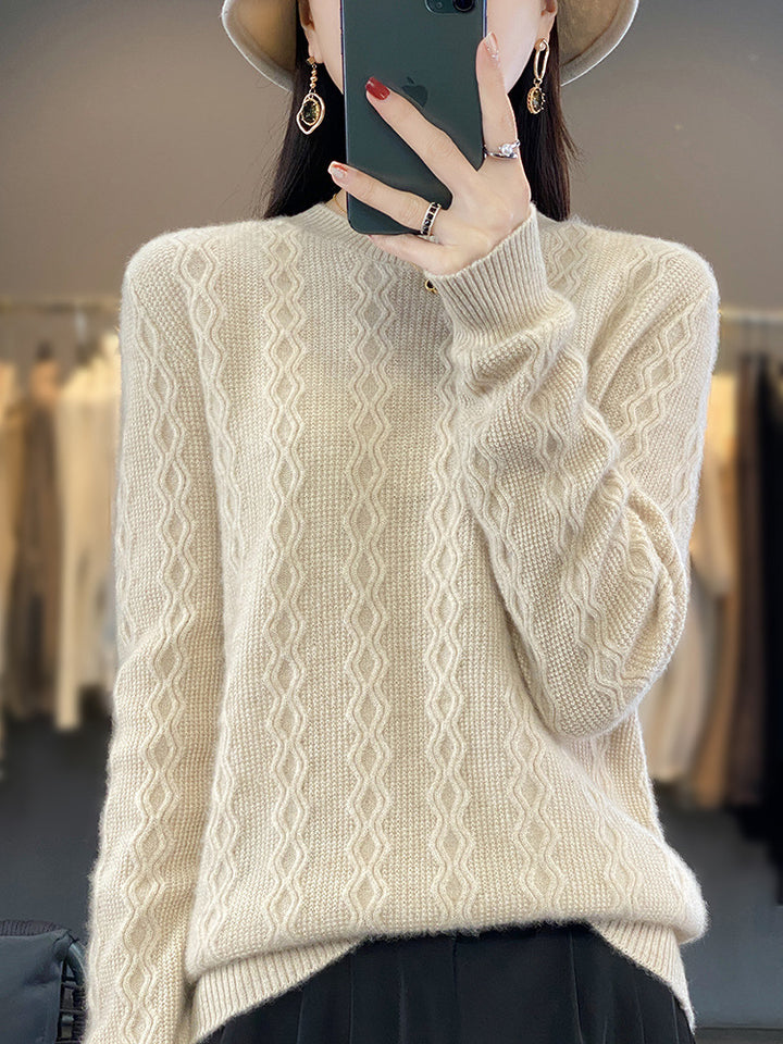 Damen Zopfmuster-Feinstrickpullover mit feiner Struktur und kastiger Silhouette Echoarchiv