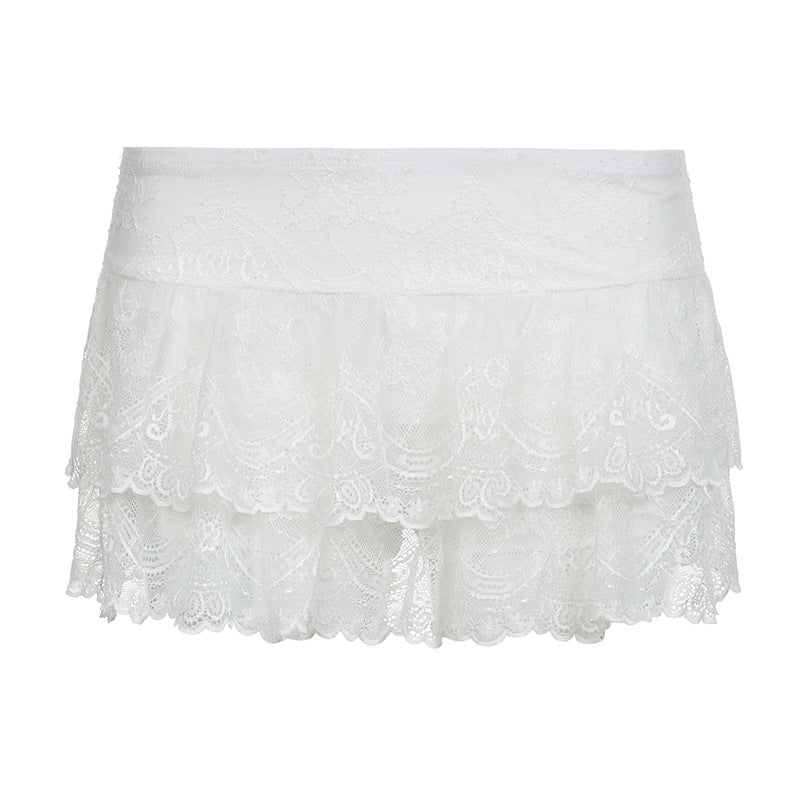 Damen Spitzen-Skorts mit mehrlagigem Design und elastischem Bund Echo Archiv