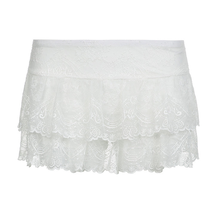 Damen Spitzen-Skorts mit mehrlagigem Design und elastischem Bund Echo Archiv