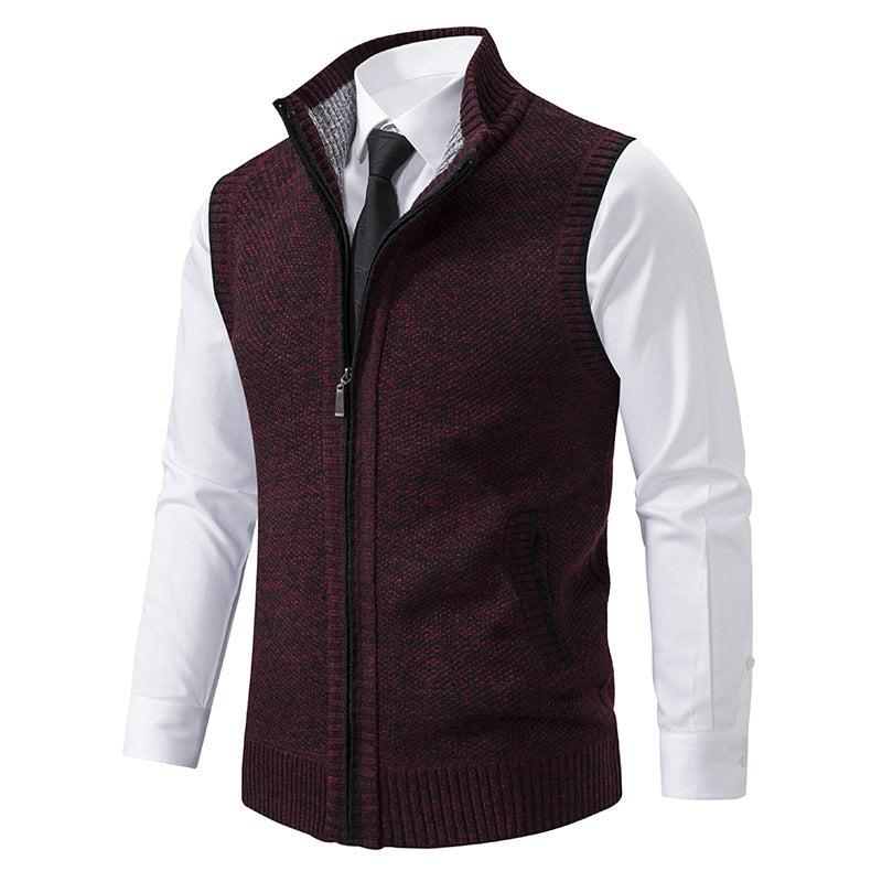 Herren nan elegante Strickweste mit Stehkragen und verdecktem Reißverschluss Echo Archiv