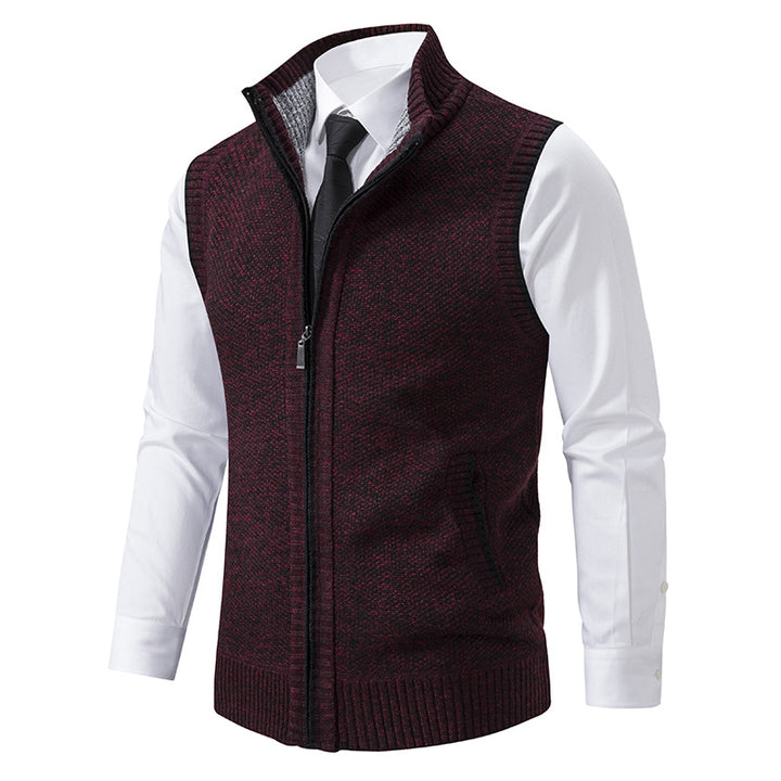 Herren nan elegante Strickweste mit Stehkragen und verdecktem Reißverschluss Echo Archiv