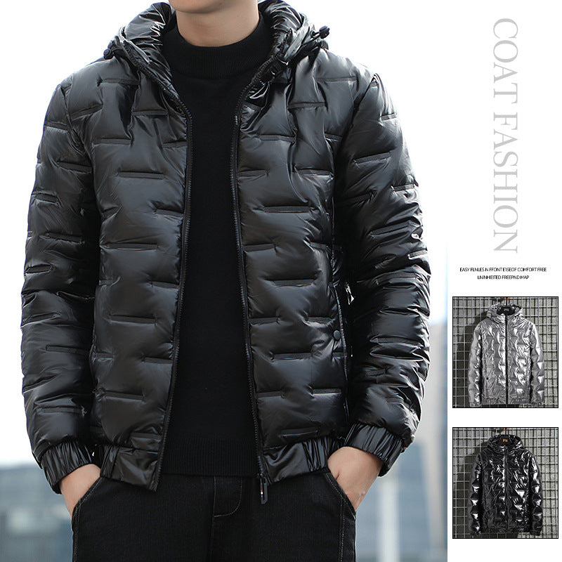 Herren Leichte gesteppte Kapuzen‑Steppjacke mit glänzender Oberfläche und elastischen Bündchen Echo Archiv