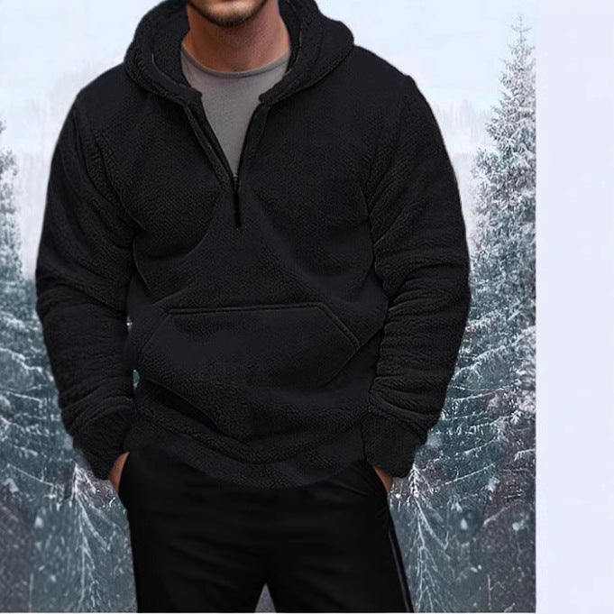 Herren Kuscheliger Fleece-Hoodie mit halblangem Reißverschluss Echoarchiv