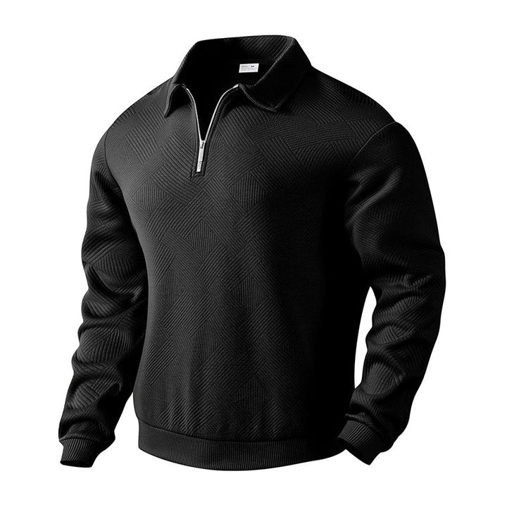 Herren eleganter Pullover mit Stehkragen und halbem Reißverschluss Echoarchiv