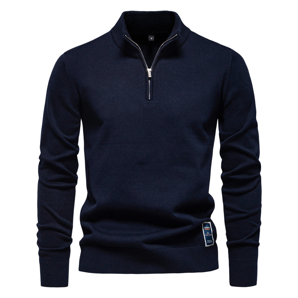 Herren Pullover mit kurzem Reißverschluss und modischem Stehkragen Echoarchiv