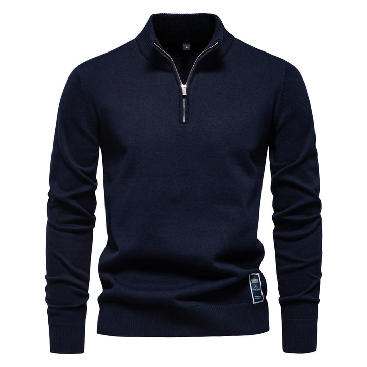 Herren Pullover mit kurzem Reißverschluss und modischem Stehkragen Echoarchiv