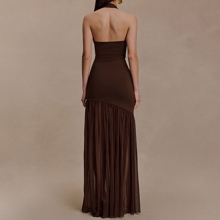 Damen Elegantes Maxikleid mit asymmetrischem Schnitt und tiefem V-Ausschnitt Echo Archiv