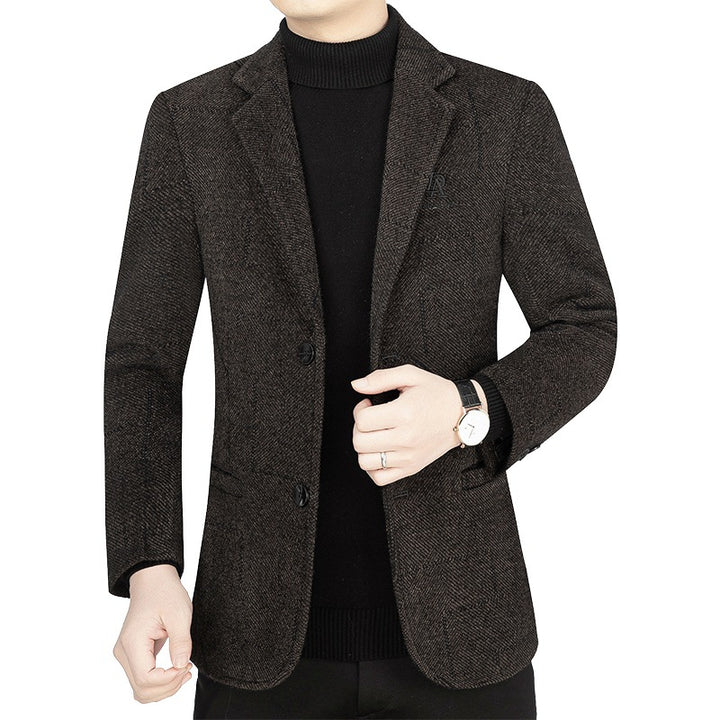 Herren Slim-Fit Sakko aus strukturiertem Wollmix mit leichter Halbfütterung und Zweiknopf-Silhouette – Tianoro
