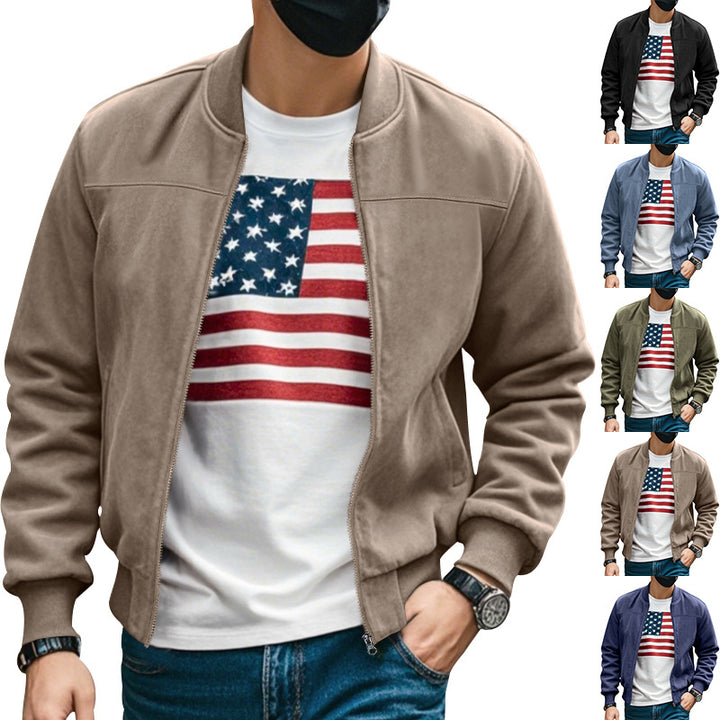 Herren nan Wildlederoptik Bomberjacke mit Reißverschluss und Rippbündchen Echo Archiv