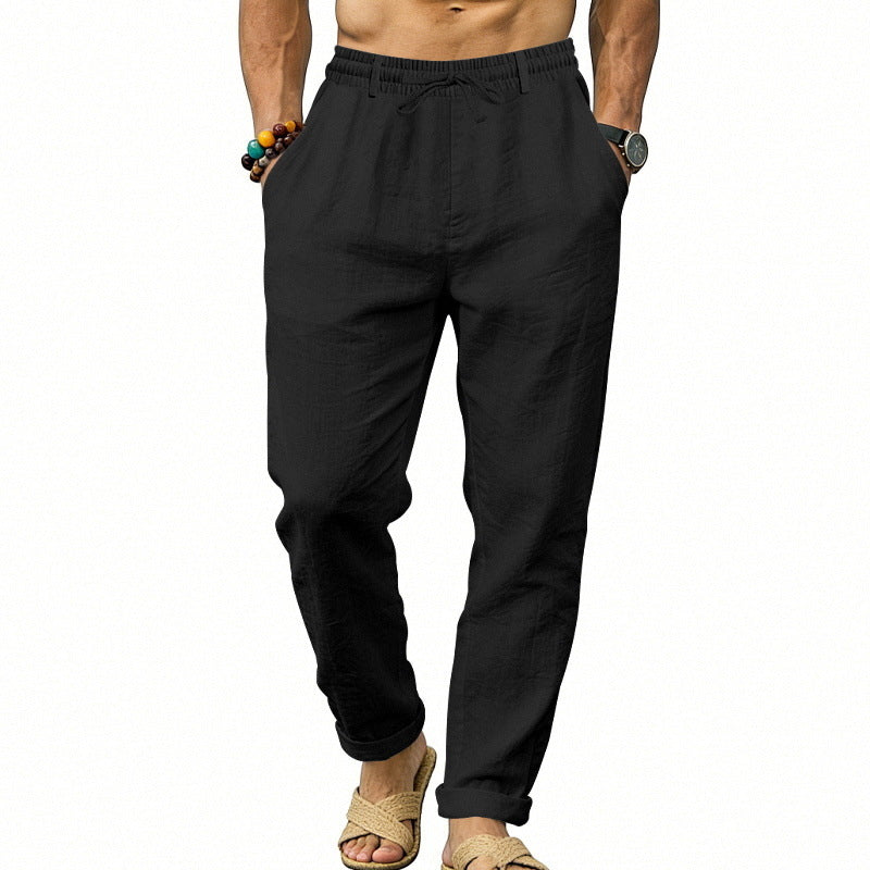Herren nan luftige Leinen-Relaxhose mit elastischem Komfortbund und geradem Bein Echo Archiv