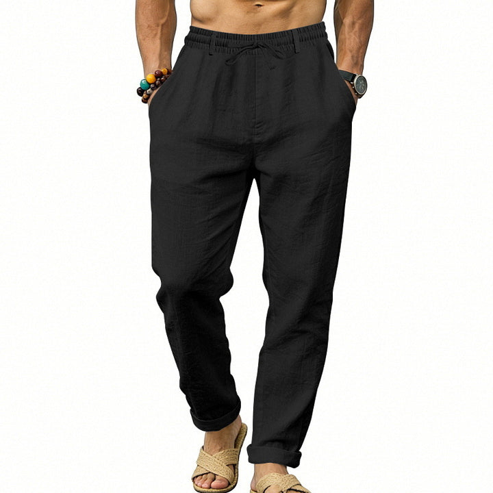 Herren nan luftige Leinen-Relaxhose mit elastischem Komfortbund und geradem Bein Echo Archiv
