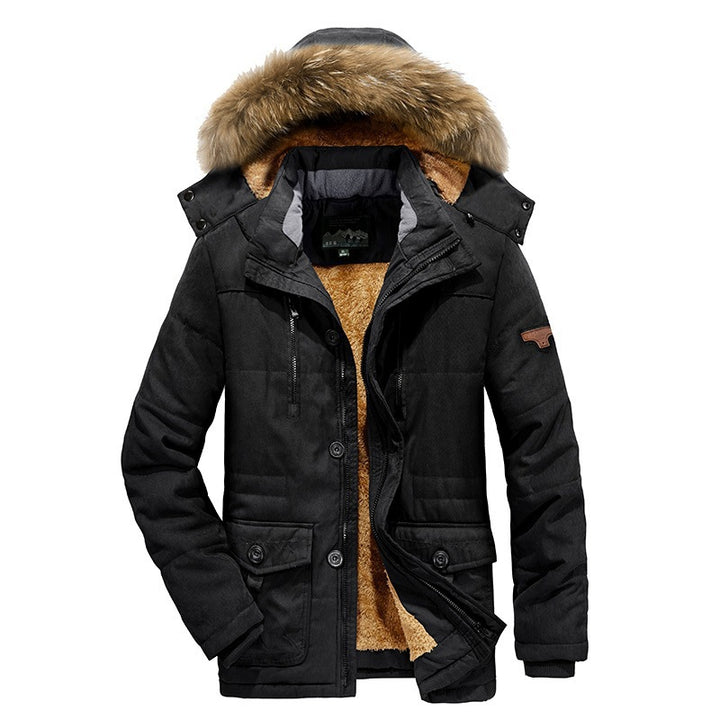 Herren Arctic-Utility-Parka mit durchgehendem Teddyfutter, Zweiwege-Reißverschluss und abnehmbarer Pelzkapuze – Marzano