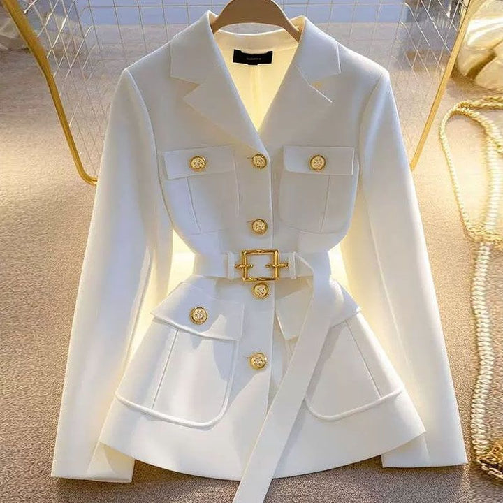 Damen Modischer Blazer mit Taillengürtel und Taschen Echo Archiv