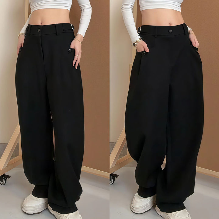 Damen Modische Weitgeschnittene Hochbundhose Echo Archiv