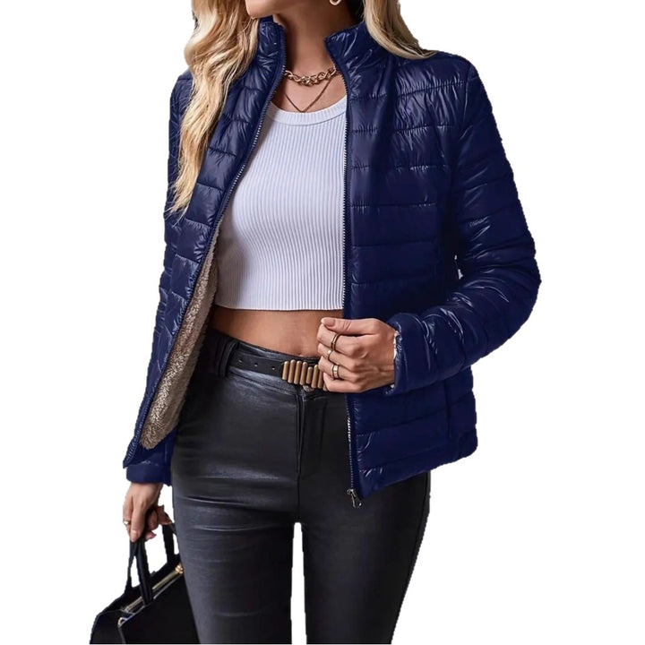 Damen Steppjacke mit Teddyfutter und Stehkragen – Célinea