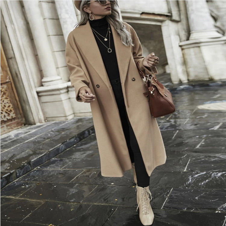 Damen Oversize Longmantel mit weiter Schulter und verdeckter Knopfleiste Echoarchiv
