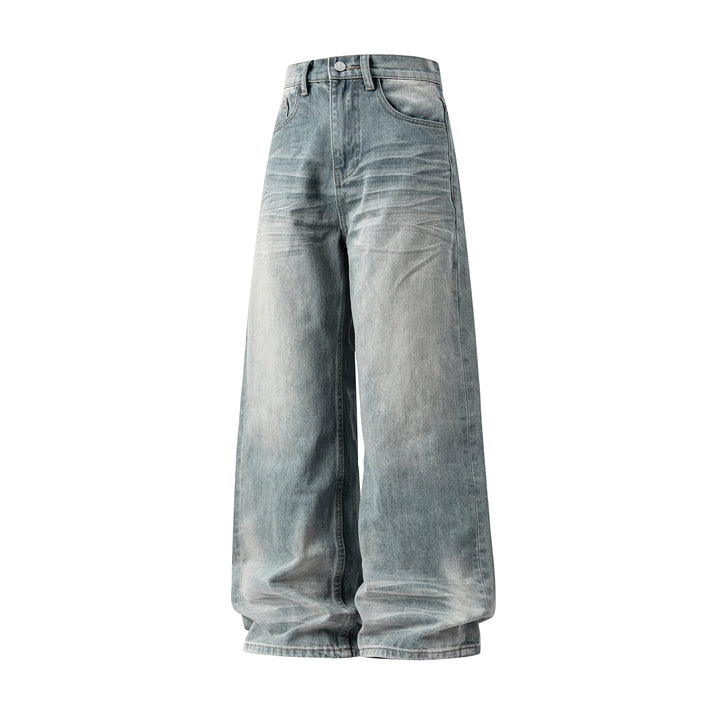 Damen Ultraweite hochgeschnittene Denim Palazzohose im Baggy Schnitt mit Vintage Wascheffekt Echo Archiv