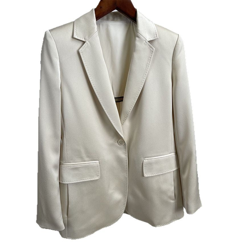 Damen taillierter leichter Ein-Knopf-Blazer mit Pattentaschen Echoarchiv