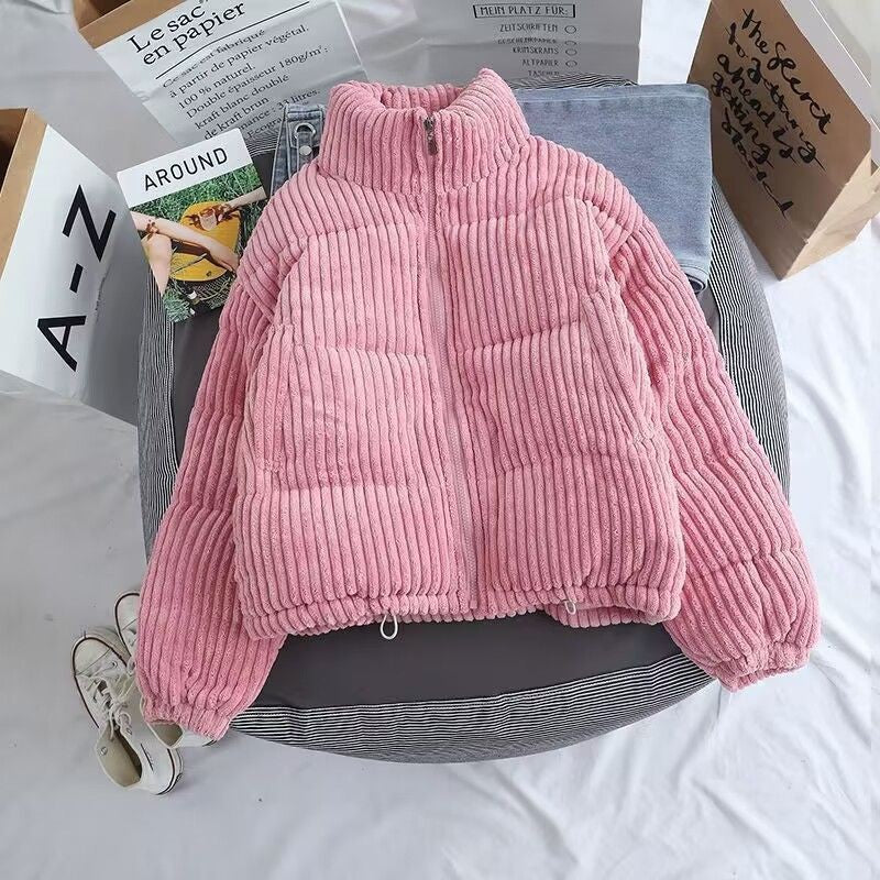 Damen nan gesteppte Cord-Optik Teddyjacke mit Stehkragen elastischen Bündchen und Kordelzug Echo Archiv