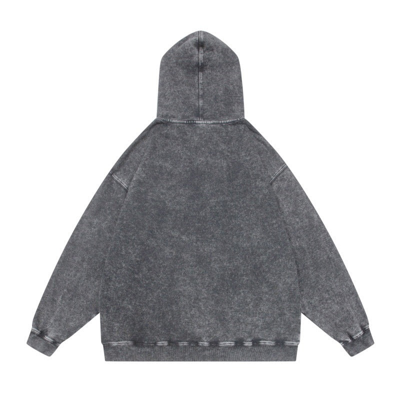 Unisex Oversize-Kapuzenpullover im Acid-Wash mit Kängurutasche und Raglanärmeln Echoarchiv