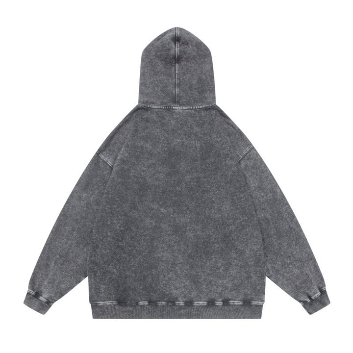 Unisex Oversize-Kapuzenpullover im Acid-Wash mit Kängurutasche und Raglanärmeln Echoarchiv