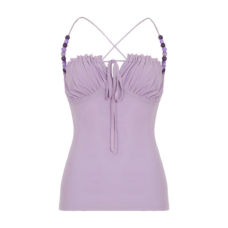 Damen lässiges Top mit raffiniertem Rüschendesign und dekorativen Trägerdetails Echo Archiv