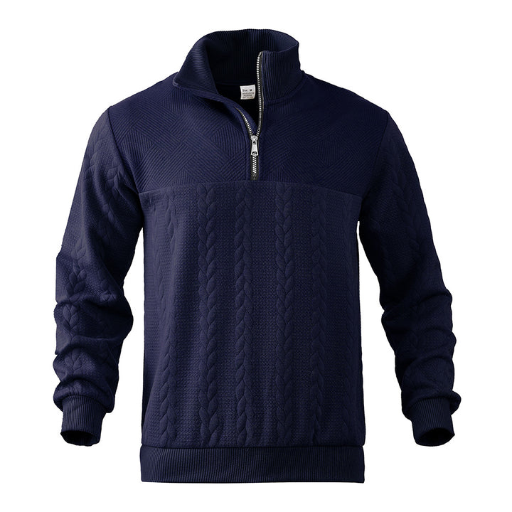 Herren Fleece-Pullover mit hochabschließendem Kragen und strukturiertem Design Echoarchiv