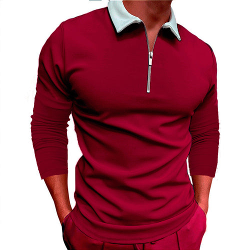 Herren sportlicher Pullover mit 1/4 Reißverschluss und kontrastierendem Kragen Echoarchiv