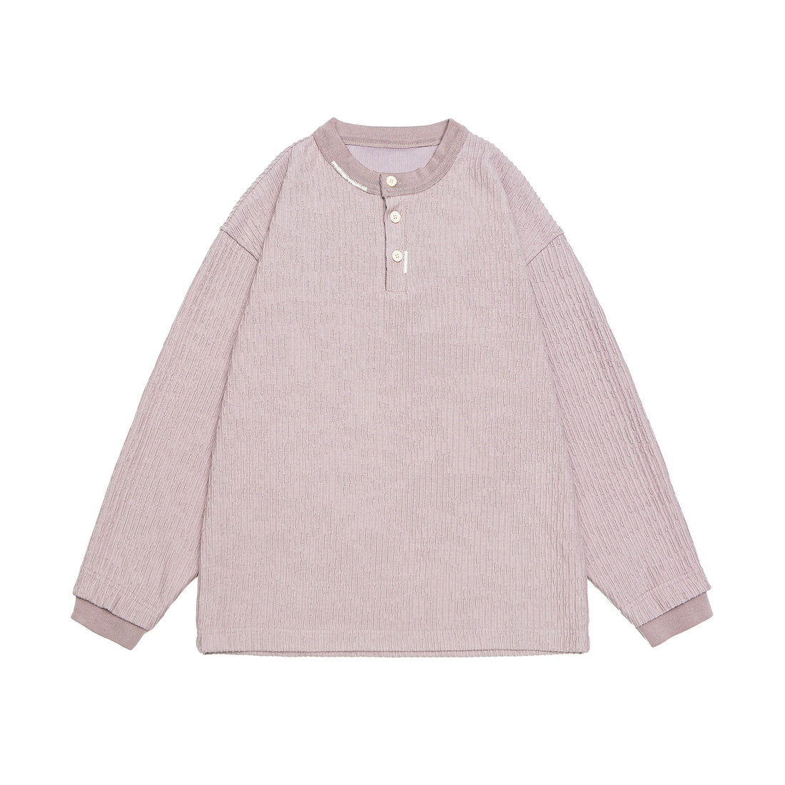 Unisex Gerippter Henley-Pullover mit Knopfleiste Oversize-Schnitt Echoarchiv