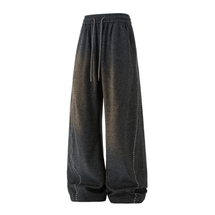 Damen Weite Lounge‑Hose aus Sweatstoff mit Kordelzug, Ziernähten und elastischem Bund Echoarchiv