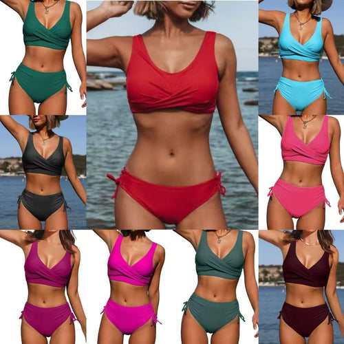 Damen Hoch taillierter Bikini mit Wickeloberteil Echo Archiv
