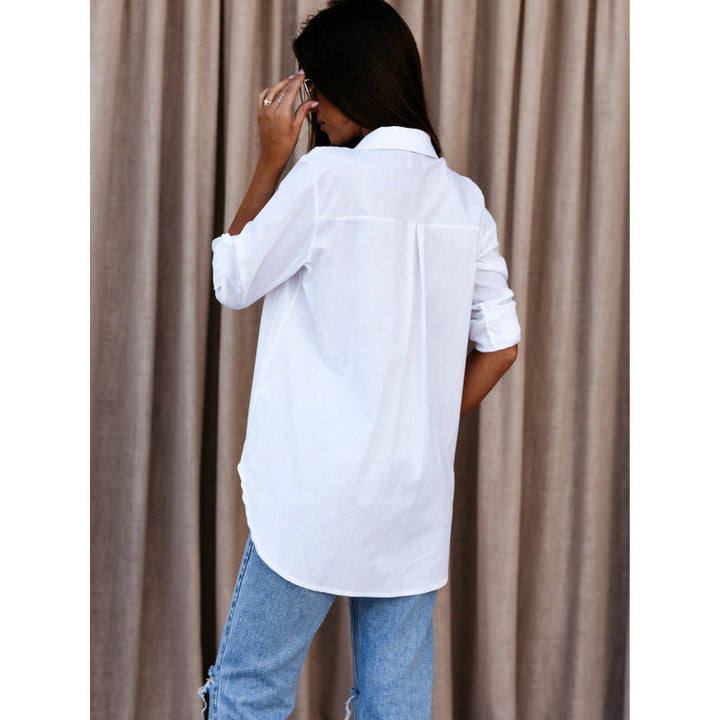 Damen lässiges Oversized-Hemd mit Umtragbarem Kragen Echoarchiv