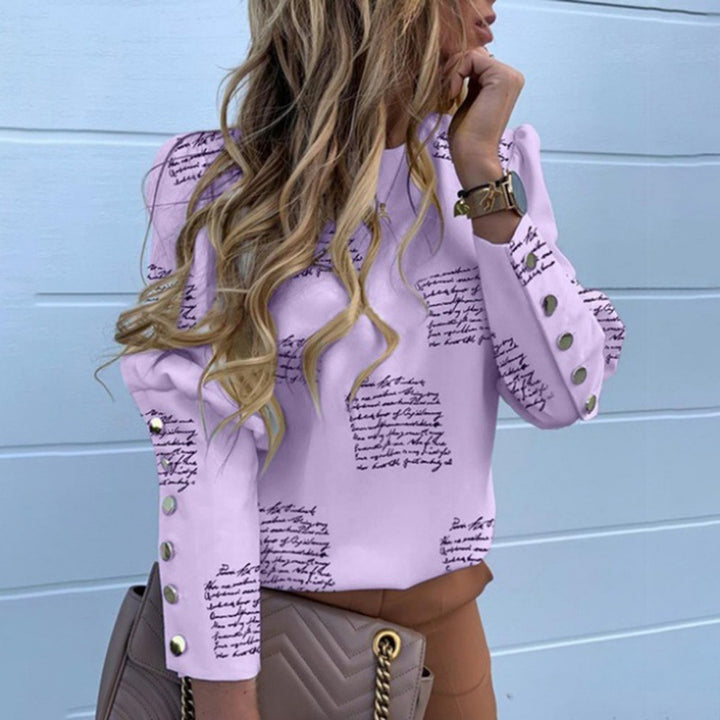 Damen Leichte Bluse mit Leopardenprint, Ballonärmeln und Zierknopfleiste – Élovi