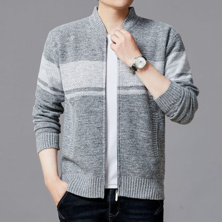 Herren Strickjacke mit modernem Zipper und strukturiertem Design Echoarchiv