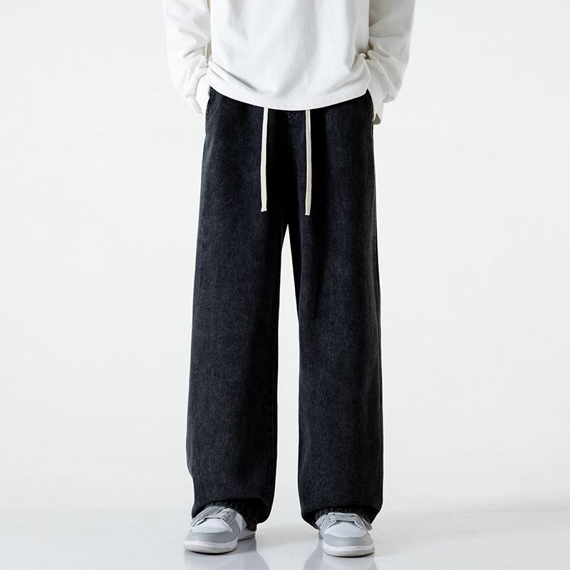 Herren Komfort-Denim-Hose mit elastischem Bund, kontrast-Tunnelzug und geradem Oversize-Bein Echo Archiv