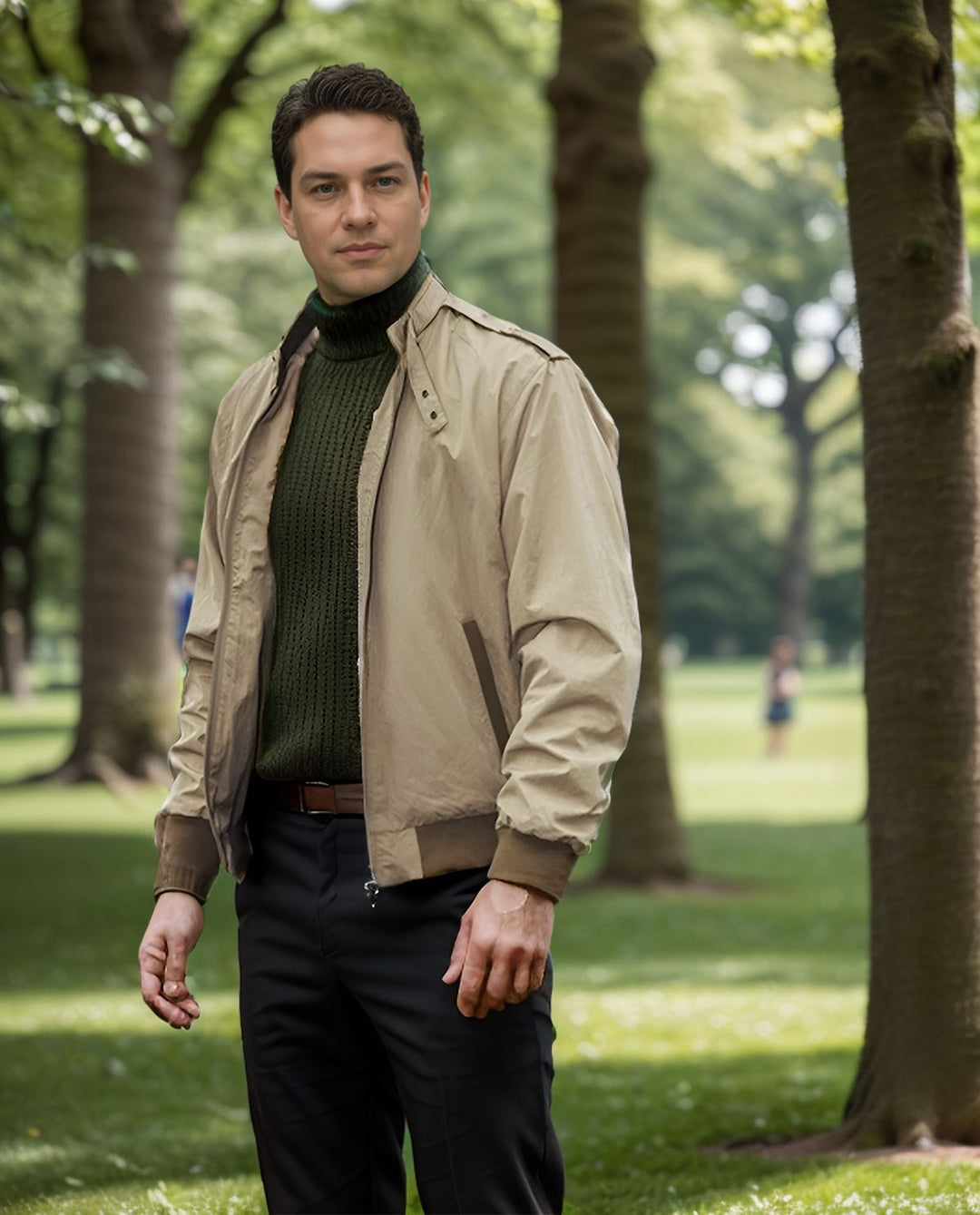 Herren leichte Übergangsjacke mit hochgeschlossenem Kragen und seitlichen Taschen Echoarchiv