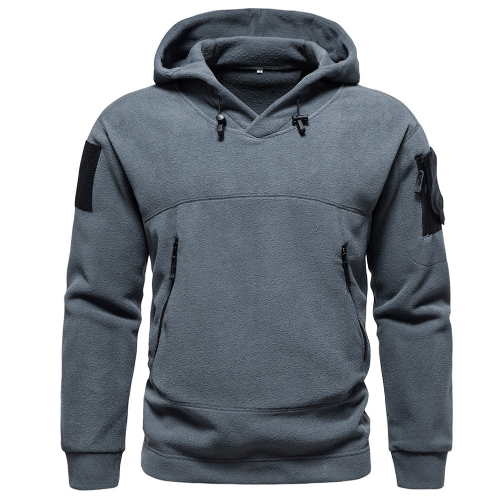 Herren moderne Fleece-Hoodie mit strategischen Reißverschlusstaschen Echoarchiv