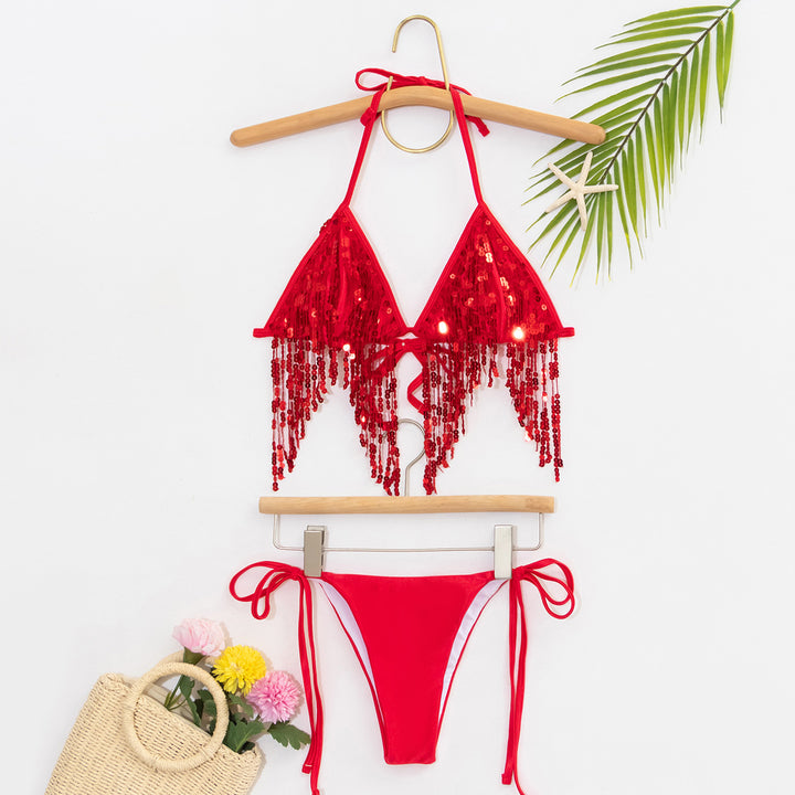 Damen Bikini-Set mit glitzernden Pailletten und verspielten Bindebändern Echo Archiv