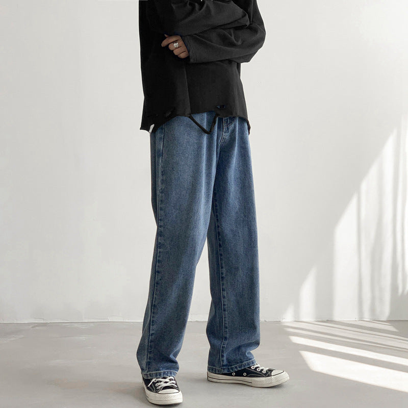 Herren Locker geschnittene Straight-Relax Denim-Hose mit verlängertem Saum Echo Archiv