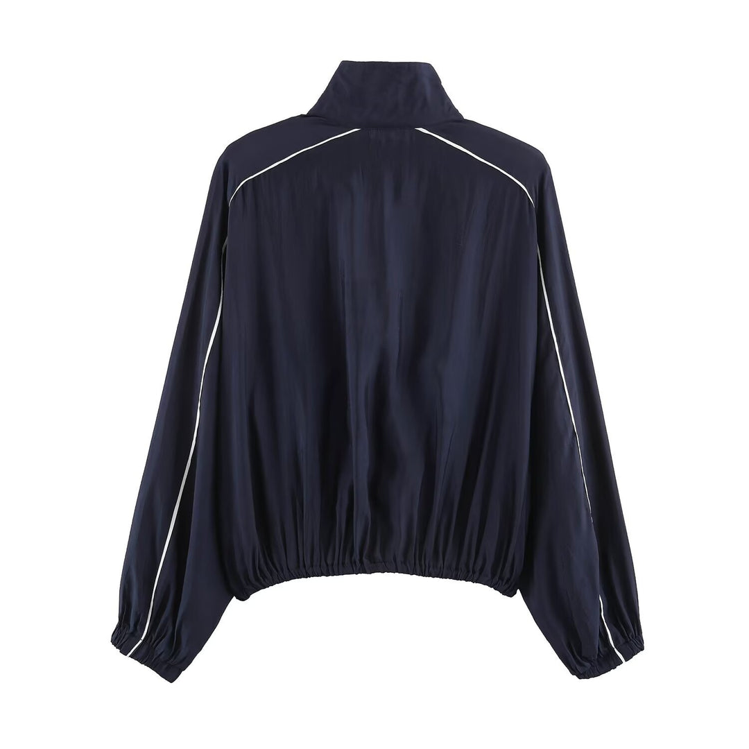 Damen Kurz geschnittene Windjacke mit hohem Kragen und elastischem Saum Echo Archiv