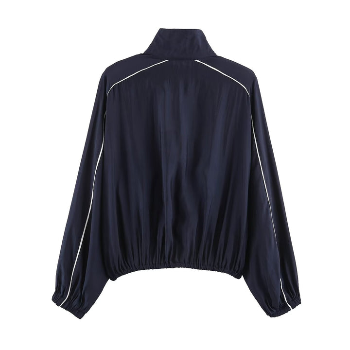Damen Kurz geschnittene Windjacke mit hohem Kragen und elastischem Saum Echo Archiv