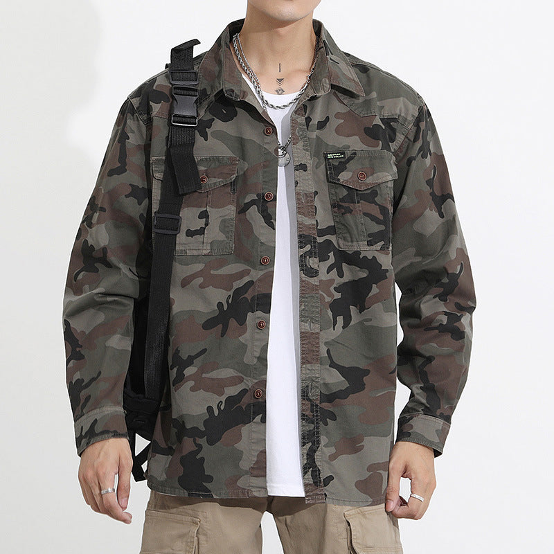Herren Camouflage-Fieldshirtjacke aus leichtem Baumwoll-Twill mit Brusttaschen Echo Archiv